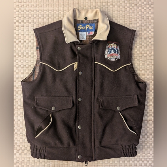 RARE South Point Wrangler 2007 49th National Rodeo Finals Wool Vest Men's Size M - Picture 1 of 8
